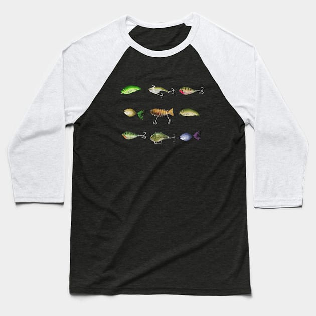 Fishing Lures Baseball T-Shirt by PeggyNovak